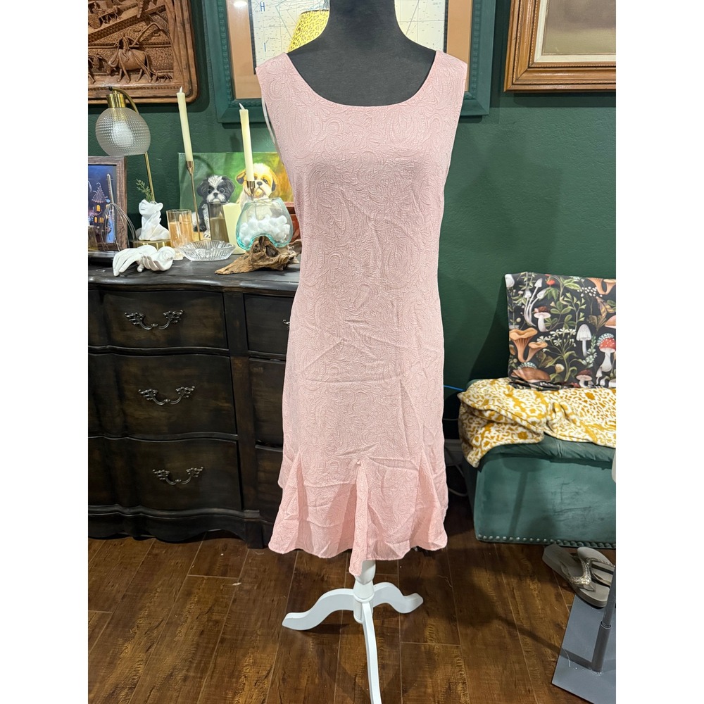 Danny & Nicole Pink Paisley Jacquard Ruffle Hem Sheath Dress Size 12